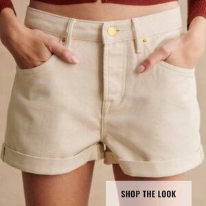 Sezane Niels Ecru Denim Cuffed Shorts